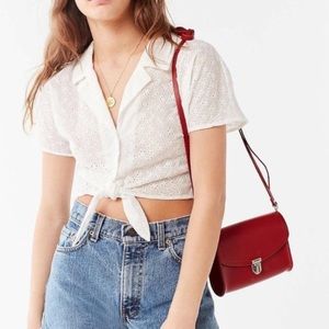 UO white lace crop top